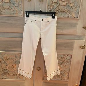 Ossira White Jeans with Silver Buttons